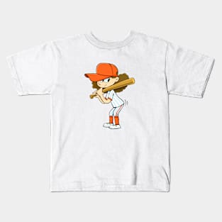 girl baseball player with baseball bat in hand Kids T-Shirt